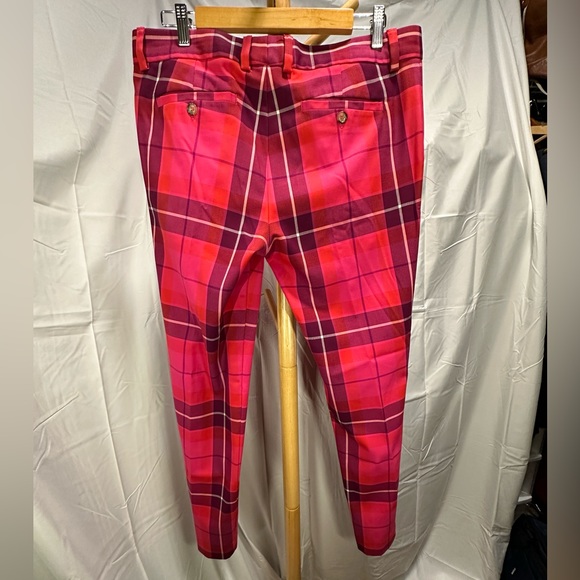 MR TURK - Men’s Red Plaid Pants, Men’s Size 33 - Picture 3 of 10